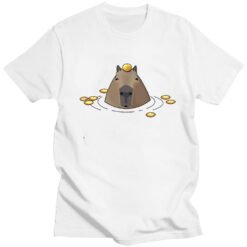 Funny Cute Capybara T-shirt Animal Pattern - White, XL