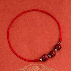 Men's And Women's Fashion Lucky Woven Natural Cinnabar Charm Bracelet - Red Rope