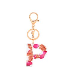 Petal Resin Keychain English Alphabet Pendant - P