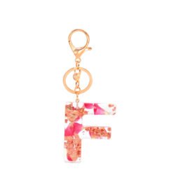 Petal Resin Keychain English Alphabet Pendant - F