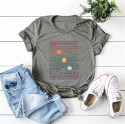 Women's oversized printed T-shirt - Grey, 4XL