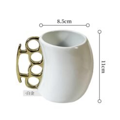 Alternative view of Novelty Brass Knuckle Coffee Mug, Ceramic, Black And White, Unique Handle Design, Funny Mugs Gifts For Christmas Novelty Ceramic Coffee Mug, X Mas Presents, Christmas Funny Gifts, Funny Gifts