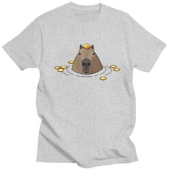 Funny Cute Capybara T-shirt Animal Pattern - Light Gray, XL
