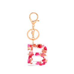 Petal Resin Keychain English Alphabet Pendant - B
