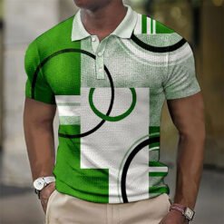 Fashion Men'S Polo Shirts 3d Splicing Plaid Printing Art Men - 7color, S