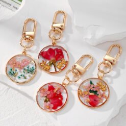 Gladiolus Dried Flower Keychain Creative Resin