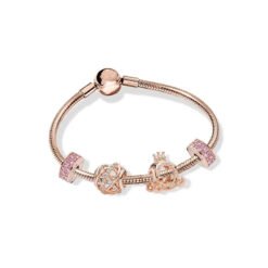 Beaded DIY Bracelet Glittering Elegant Charm Bracelet - Rose Gold, 20cm