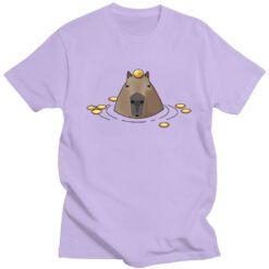 Funny Cute Capybara T-shirt Animal Pattern - Purple, L