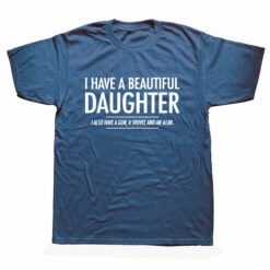 Beautiful Daughter Funny Men Slogan T Shirt - Navy Blue, M