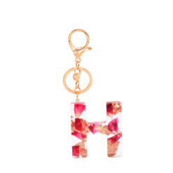 Petal Resin Keychain English Alphabet Pendant - H