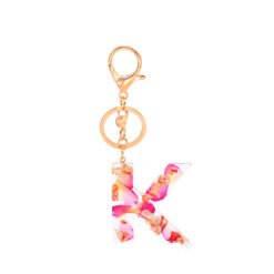 Petal Resin Keychain English Alphabet Pendant - K