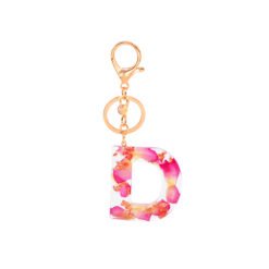 Petal Resin Keychain English Alphabet Pendant - D