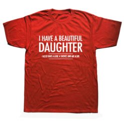 Beautiful Daughter Funny Men Slogan T Shirt - Red, XS