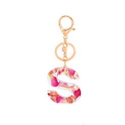 Petal Resin Keychain English Alphabet Pendant - S