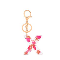 Petal Resin Keychain English Alphabet Pendant - X