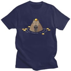 Funny Cute Capybara T-shirt Animal Pattern - Navy Blue, M