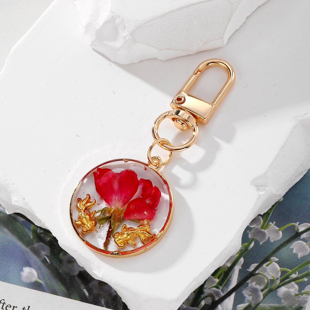 Gladiolus Dried Flower Keychain Creative Resin - Image 4