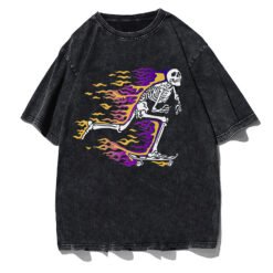 Unisex Skull Pattern Oversized T-shirt - BTG002880HBSXHFZ, XL