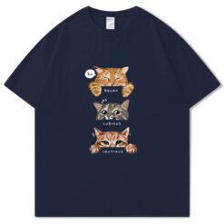 Funny Graphic Printed T-shirt Pure Cotton - Navy Blue, XL