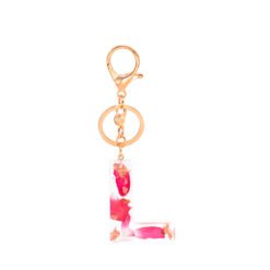 Petal Resin Keychain English Alphabet Pendant - L