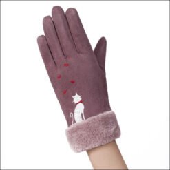 Gloves women winter suede gloves - Bean Paste, One size