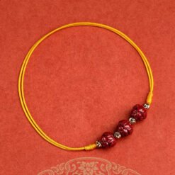 Men's And Women's Fashion Lucky Woven Natural Cinnabar Charm Bracelet - Golden Rope
