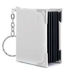 Mini Leather Photo Keychain Pendant - White With Words