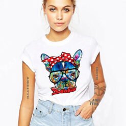 Funny Cute Dog Harajuku T-shirt - A, L