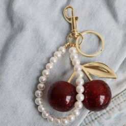 Creative Pearl Resin Cherry Keychain - 1color